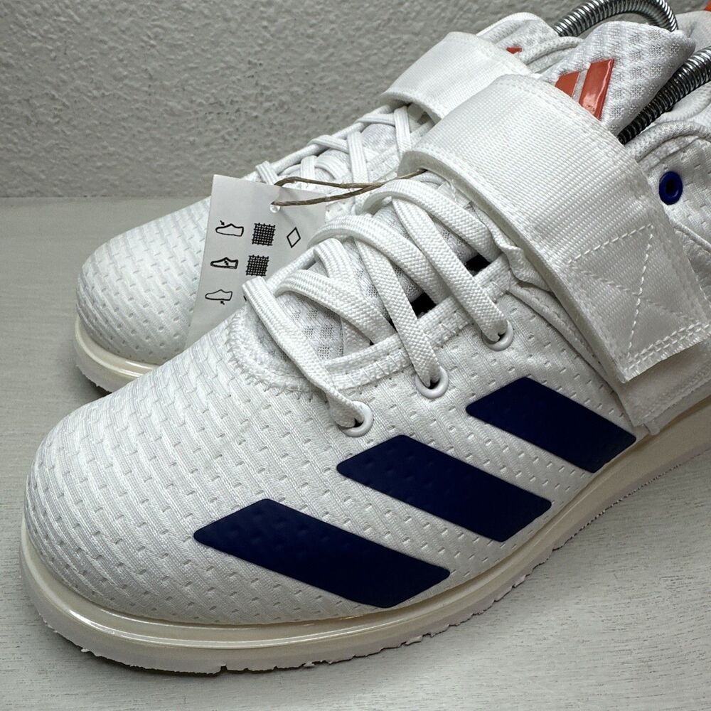 Adidas Powerlift 5 Weight Lifting Shoes JP9878 White Navy Orange Men’s Size 9 - Picture 5 of 7